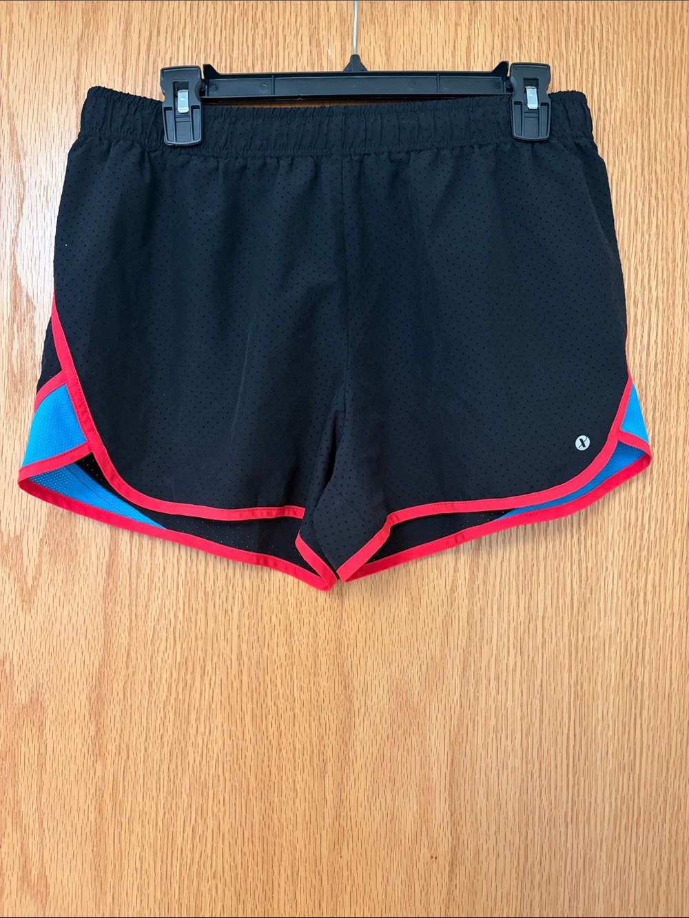 Women’s Black Athletic Shorts with Red Trim | S/M